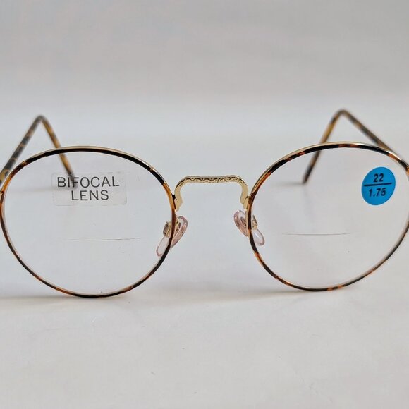 (NWT) Vintage 90's Round Metal Bi-Focal Reading Glasses (Gold/Tortuga) - Picture 1 of 5
